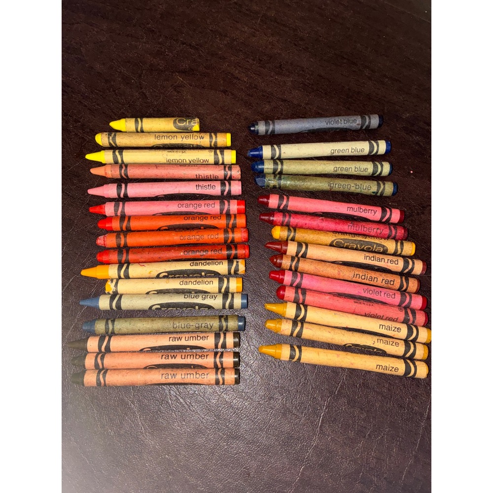 Vintage Crayola Crayon Lot Retired Colors Indian Red Maize Thistle Dandelion